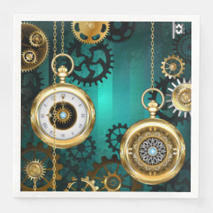 Steampunk Jewelry Watch on a Green Background Servet
