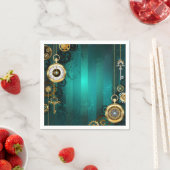 Steampunk Jewelry Watch on a Green Background Servet (Insitu)