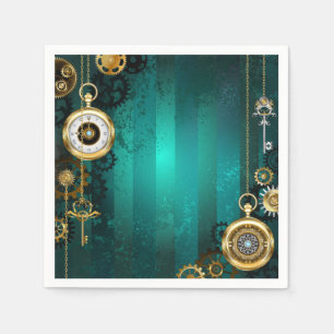 Steampunk Jewelry Watch on a Green Background Servet