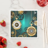 Steampunk Jewelry Watch on a Green Background Servet (Insitu)