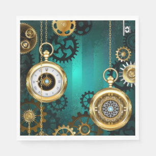 Steampunk Jewelry Watch on a Green Background Servet