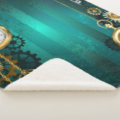 Steampunk Jewelry Watch on a Green Background Sherpa Deken (3/4)