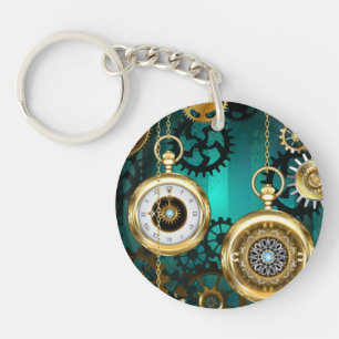 Steampunk Jewelry Watch on a Green Background Sleutelhanger