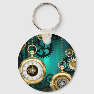 Steampunk Jewelry Watch on a Green Background Sleutelhanger
