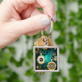 Steampunk Jewelry Watch on a Green Background Sleutelhanger (Hand)