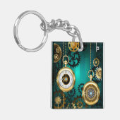 Steampunk Jewelry Watch on a Green Background Sleutelhanger (Voorkant Links)