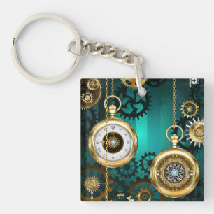 Steampunk Jewelry Watch on a Green Background Sleutelhanger