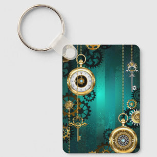 Steampunk Jewelry Watch on a Green Background Sleutelhanger