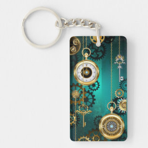 Steampunk Jewelry Watch on a Green Background Sleutelhanger