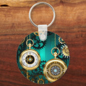 Steampunk Jewelry Watch on a Green Background Sleutelhanger (Voorkant)