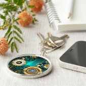 Steampunk Jewelry Watch on a Green Background Sleutelhanger (Zijkant)