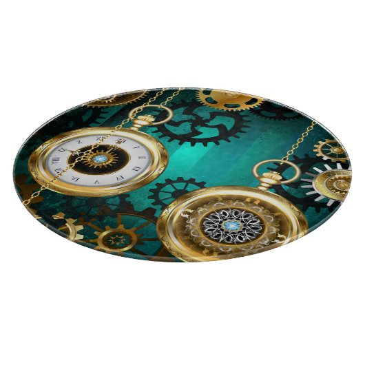 Steampunk Jewelry Watch on a Green Background Snijplank (Hoek)