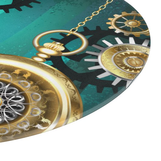 Steampunk Jewelry Watch on a Green Background Snijplank (Hoek)
