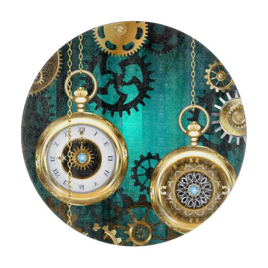 Steampunk Jewelry Watch on a Green Background Snijplank (Voorkant)