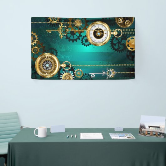 Steampunk Jewelry Watch on a Green Background Spandoek (Beurs)