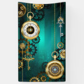 Steampunk Jewelry Watch on a Green Background Spandoek (Verticaal)