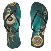 Steampunk Jewelry Watch on a Green Background Teenslippers (Voetbed)