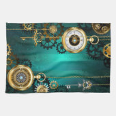 Steampunk Jewelry Watch on a Green Background Theedoek (Horizontaal)