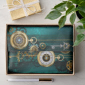 Steampunk Jewelry Watch on a Green Background Tissuepapier (Geschenk)