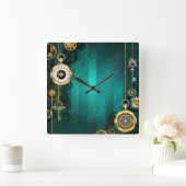 Steampunk Jewelry Watch on a Green Background Vierkante Klok (Huis)