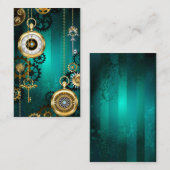 Steampunk Jewelry Watch on a Green Background Visitekaartje (Voorkant / Achterkant)