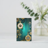 Steampunk Jewelry Watch on a Green Background Visitekaartje (Staand voorkant)