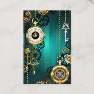 Steampunk Jewelry Watch on a Green Background Visitekaartje