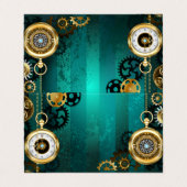 Steampunk Jewelry Watch on a Green Background Visitekaartje (Buitenkant ongevouwen)