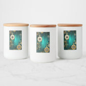 Steampunk Jewelry Watch on a Green Background Voedselcontainer Etiket (Flessen)