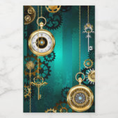 Steampunk Jewelry Watch on a Green Background Voedselcontainer Etiket (Enkel label)