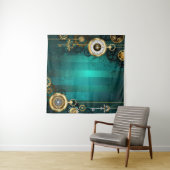 Steampunk Jewelry Watch on a Green Background Wandkleed (In Situ (horizontaal))