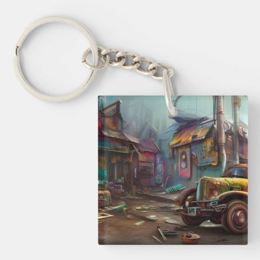 Steampunk Junk Yard Sleutelhanger (Voorkant)