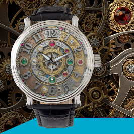 Steampunk, juwelenhorloge, dierenriem, edelstenen, horloge