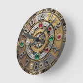 Steampunk, juwelenklok, dierenriem, edelstenen,  ronde klok (Hoek)