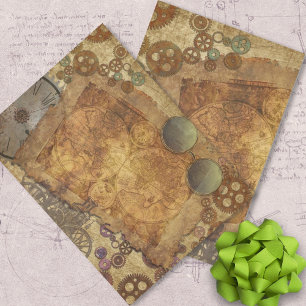 Steampunk kaarttandwielen tissuepapier