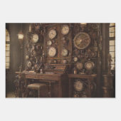 Steampunk kamer met oude klokken inpakpapier vel (Voorkant 2)