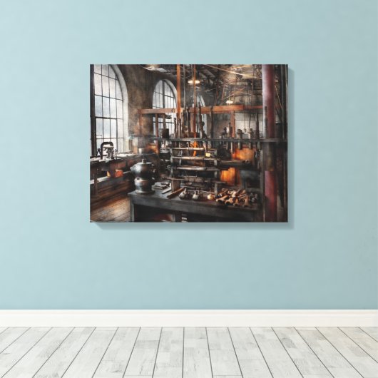 Steampunk - Kamer - Steampunk Studio Canvas Afdruk (Insitu (Houten vloer))
