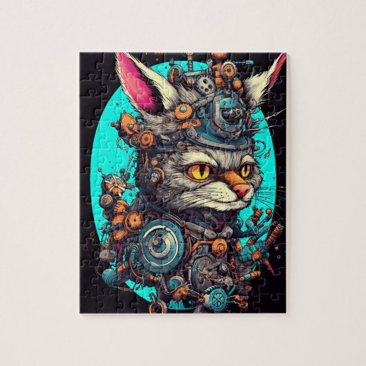 Steampunk Kat Aetherclockpunk Dier Legpuzzel (Verticaal)