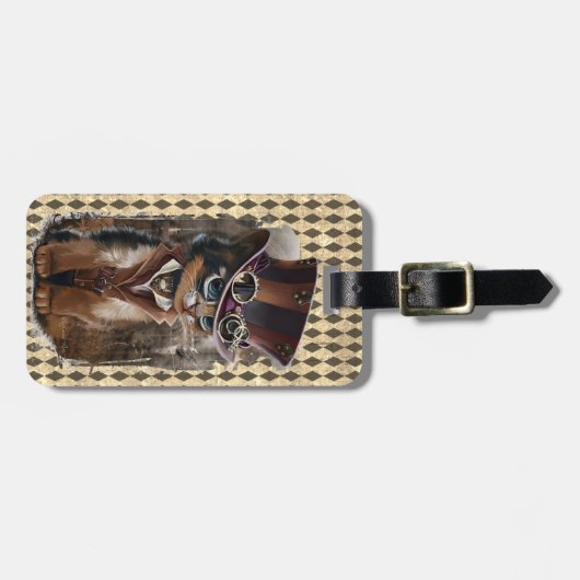 Steampunk Kat  Bagagelabel (Voorkant horizontaal)