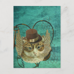 Steampunk-kat Briefkaart