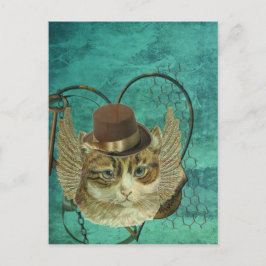 Steampunk-kat Briefkaart