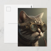 Steampunk-kat Briefkaart (Voorkant / Achterkant)