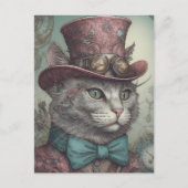 Steampunk Kat Briefkaart (Voorkant)