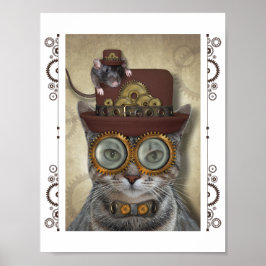 Steampunk kat en muis poster