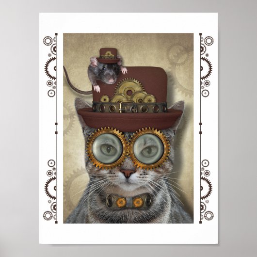 Steampunk kat en muis poster (Voorkant)