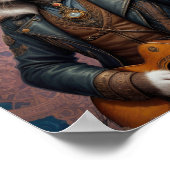Steampunk kat in leren jas, gitaar spelend - poster (Hoek)