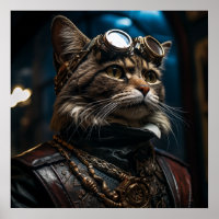 Steampunk Kat in Uniform Retro