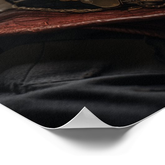 Steampunk Kat in Uniform Retro Poster (Hoek)