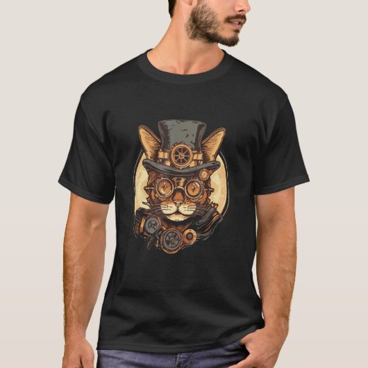 Steampunk Kat Kitten Stoom Punk Kat 4 T-shirt (Voorkant)