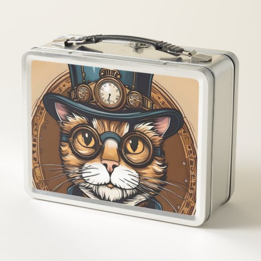 Steampunk kat  lunchbox (Achterkant)